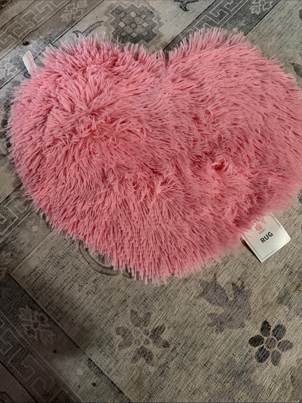 Pink Heart Shag Bath Mat - Plush Home Accent
